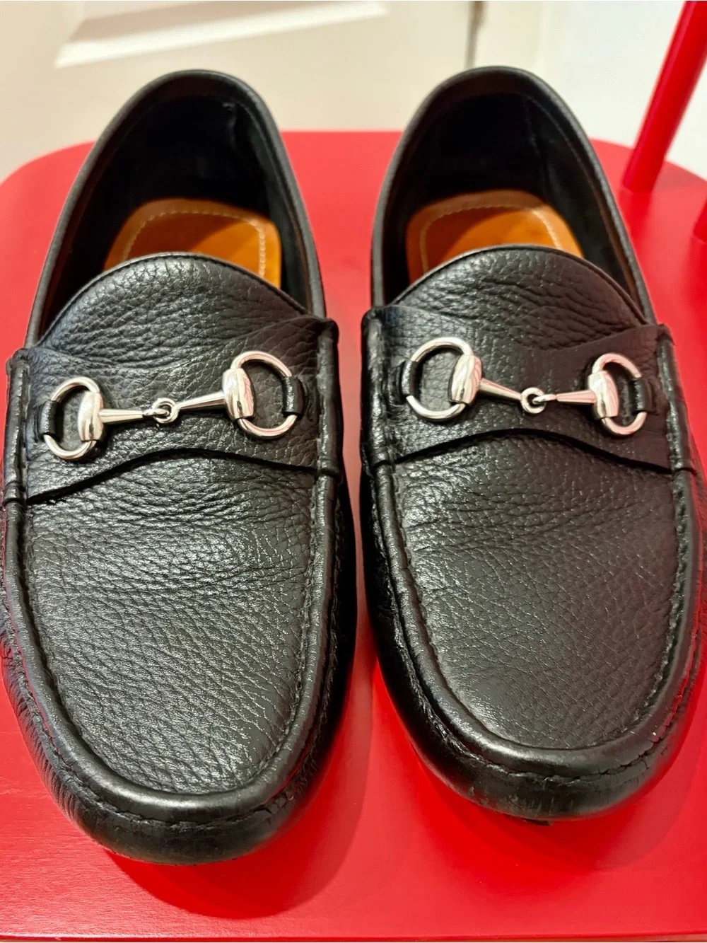 Gucci Black Leather Horsebit Driving Loafers